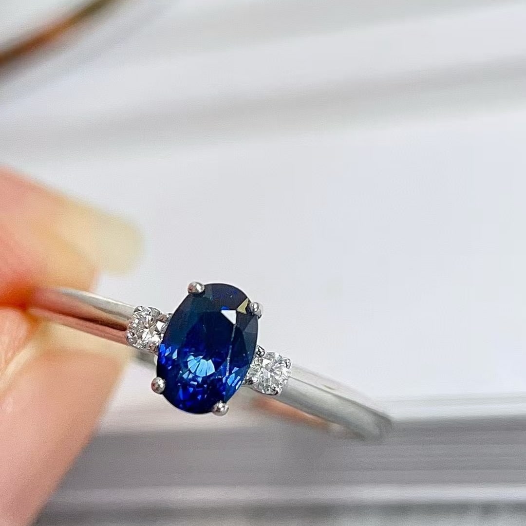 14k Gold 0.86 Ctw Natural Sapphire & Diamond Ring - 2