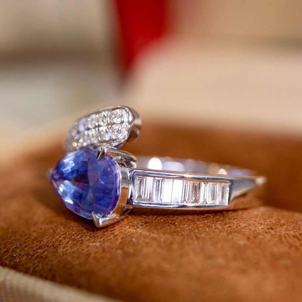 14k Gold 2.32 Ctw Natural Sapphire & Diamond Ring - 4