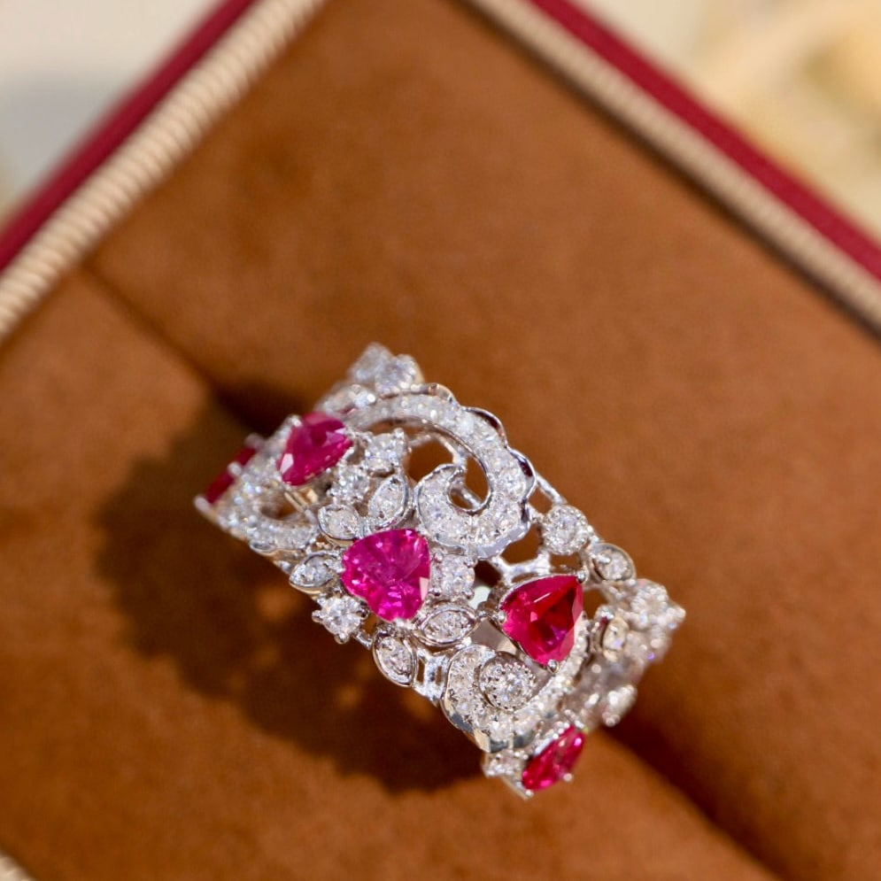 14k Gold 1.65 Ctw Natural Ruby & Diamond Ring - 7