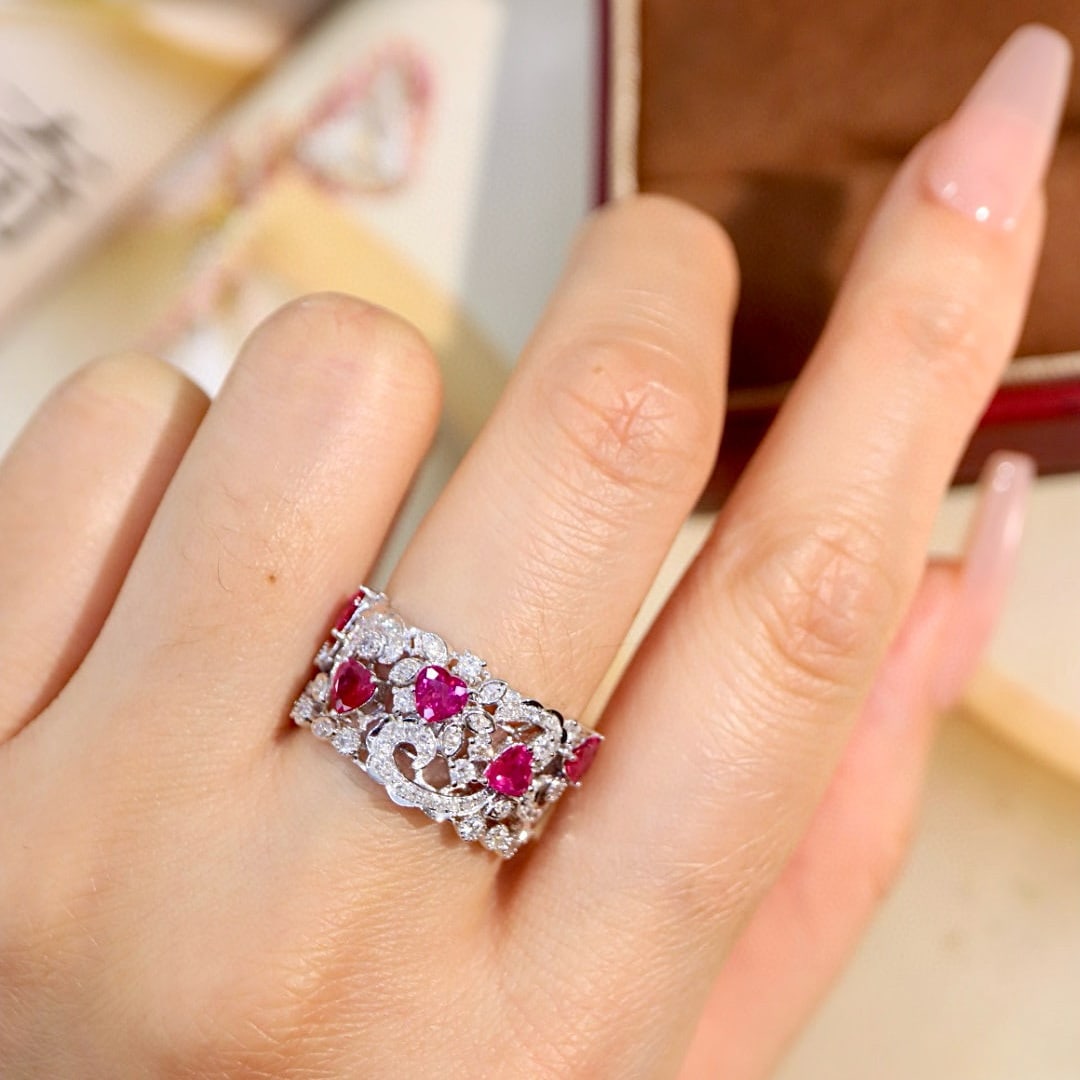 14k Gold 1.65 Ctw Natural Ruby & Diamond Ring - 8