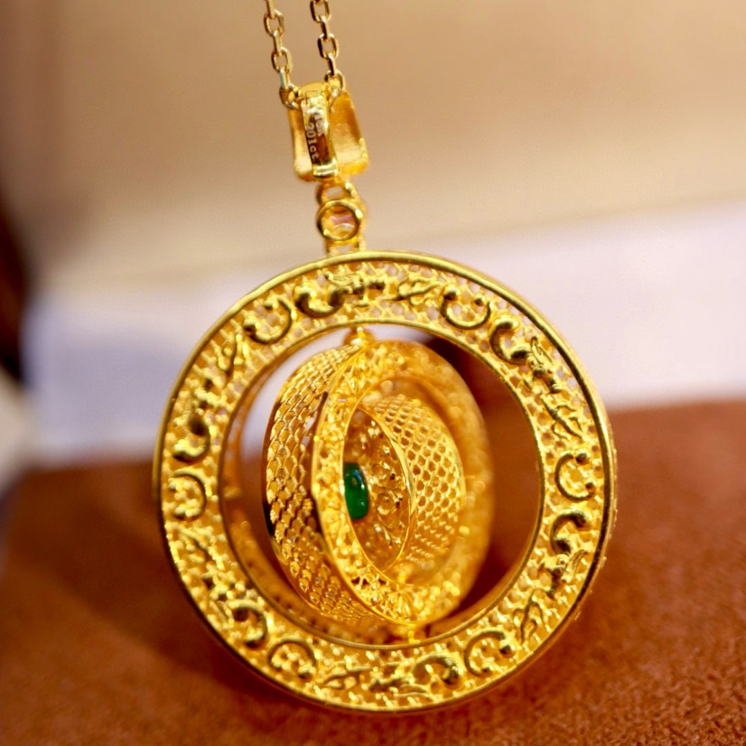 14k Gold 0.51 Ctw Vivid Green Natural Emerald & Diamond Pendant( Without Chain ) - 6