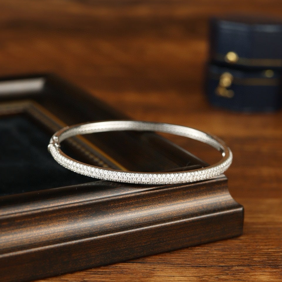 14k Gold 3.5 Ct Natural H Diamond Bangle - 4