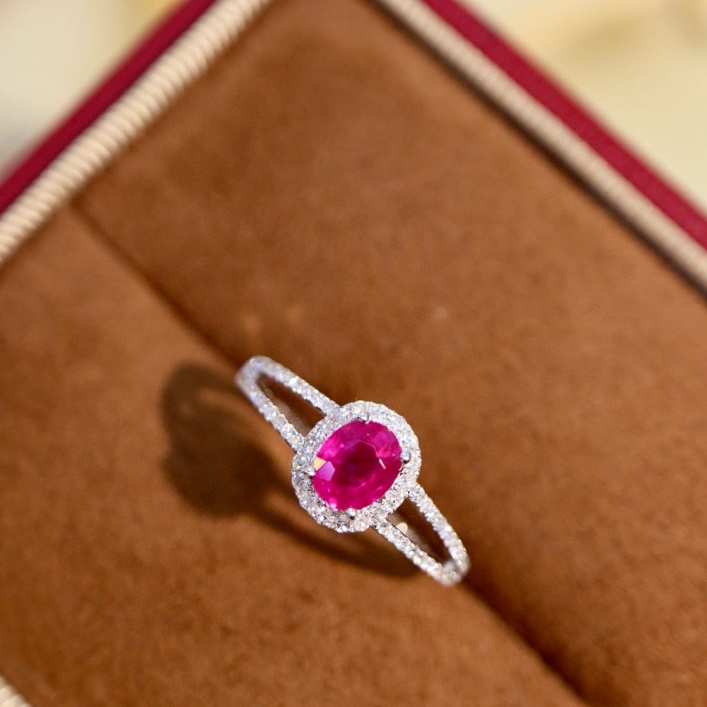 14k Gold 0.70 Ctw Natural Ruby & Diamond Ring - 7