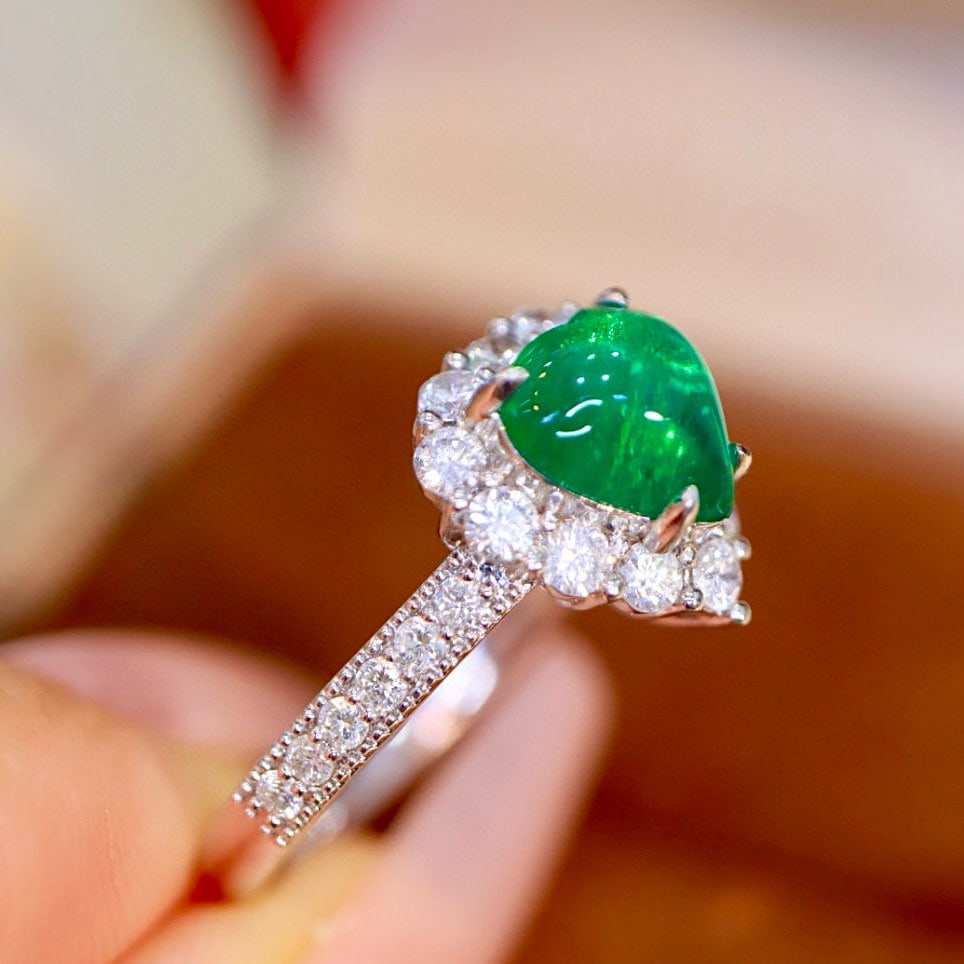 14k Gold 1.84 Ctw Natural Emerald & Diamond Ring - 3