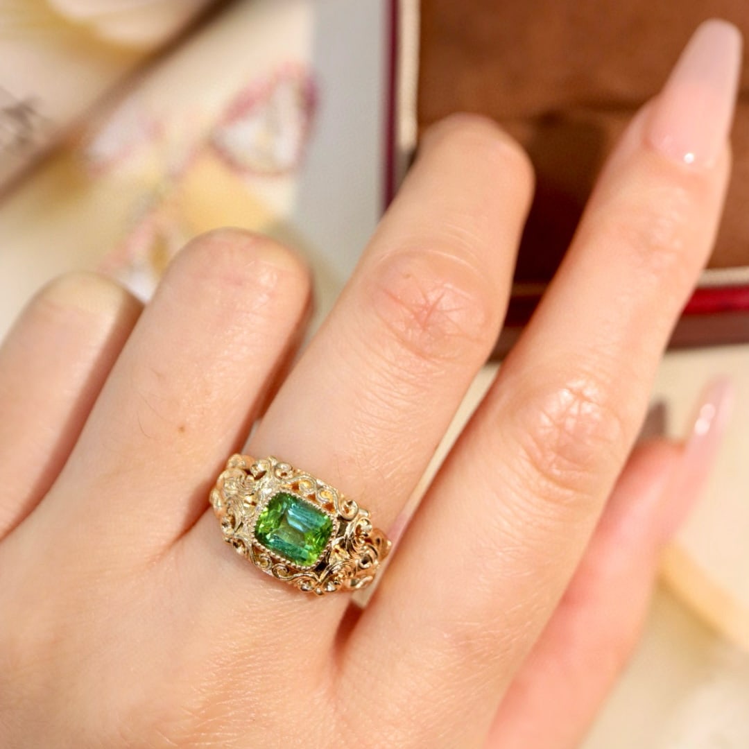 14k Gold 1.38 Ct Natural Tourmaline Ring - 9