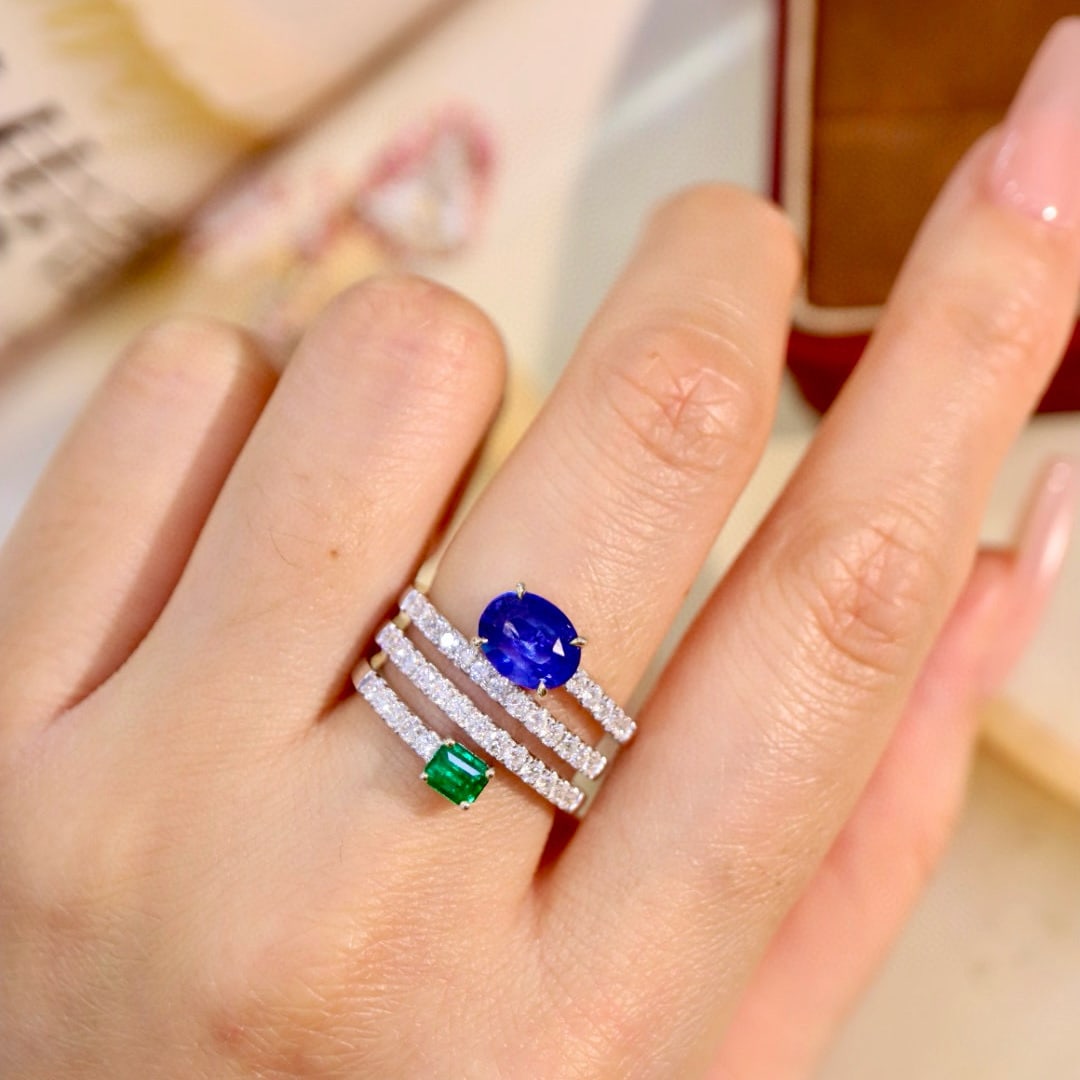 14k Gold 2.61 Ctw Natural Sapphire & Diamond Ring - 8