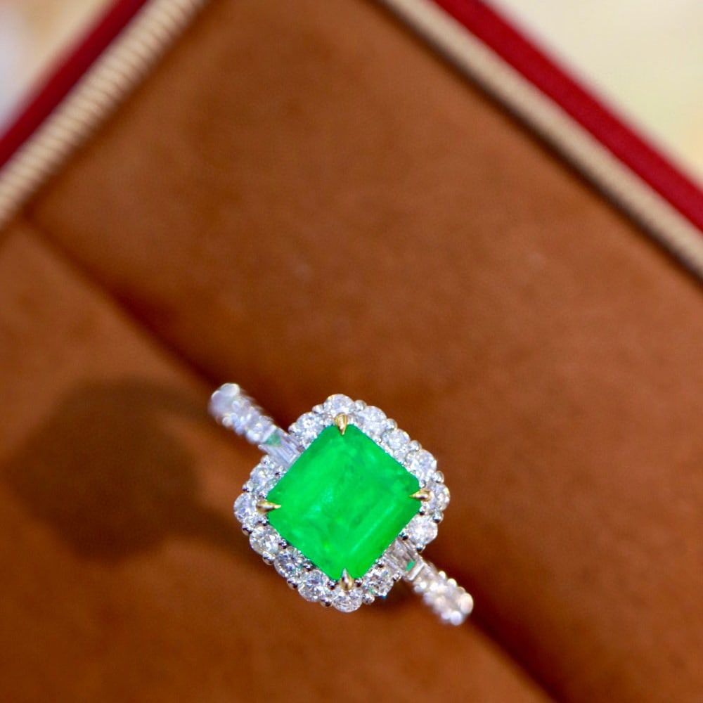 14k Gold 1.61 Ctw Natural Emerald & Diamond Ring - 7