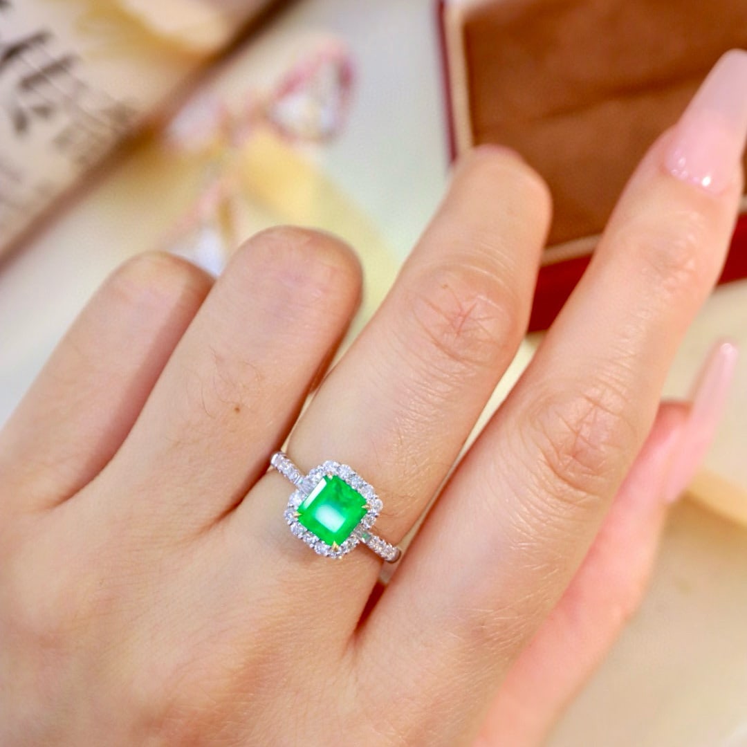 14k Gold 1.61 Ctw Natural Emerald & Diamond Ring - 8