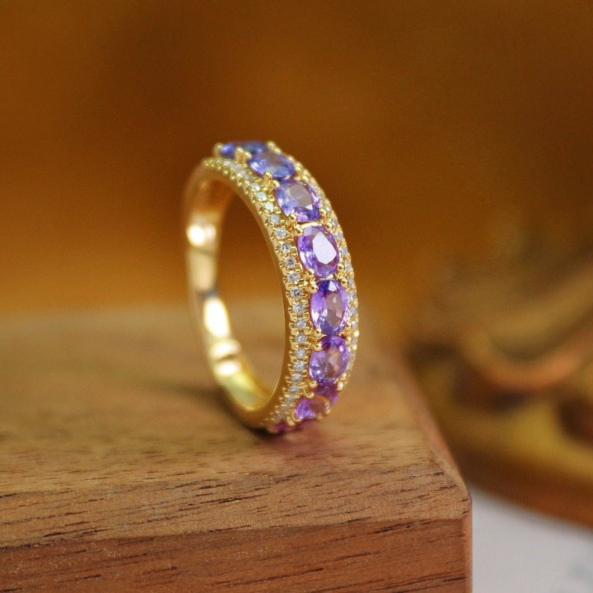 14k Gold 1.70 Ctw Natural Sapphire & Diamond Ring - 3