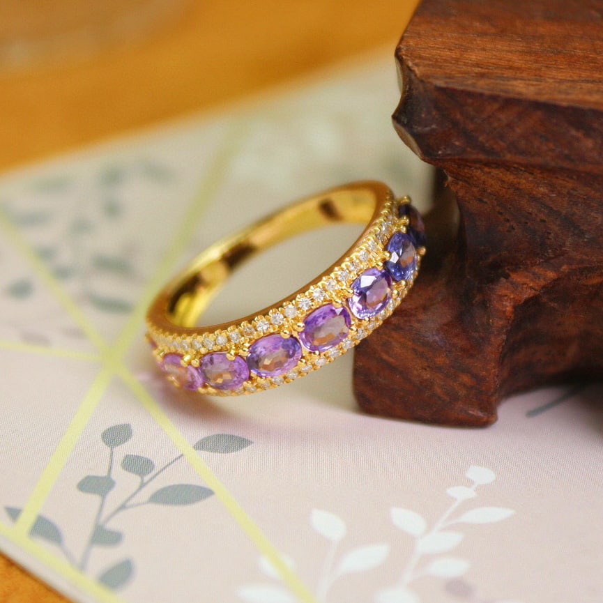 14k Gold 1.70 Ctw Natural Sapphire & Diamond Ring - 4