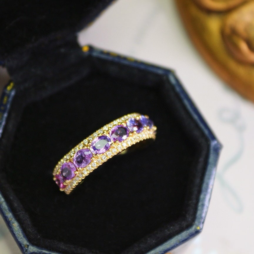 14k Gold 1.70 Ctw Natural Sapphire & Diamond Ring - 5