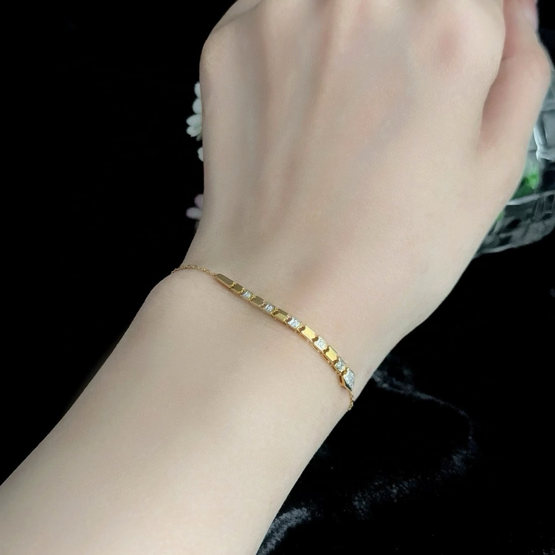 14k Gold 0.13 Ct Natural H Diamond Bracelet - 5