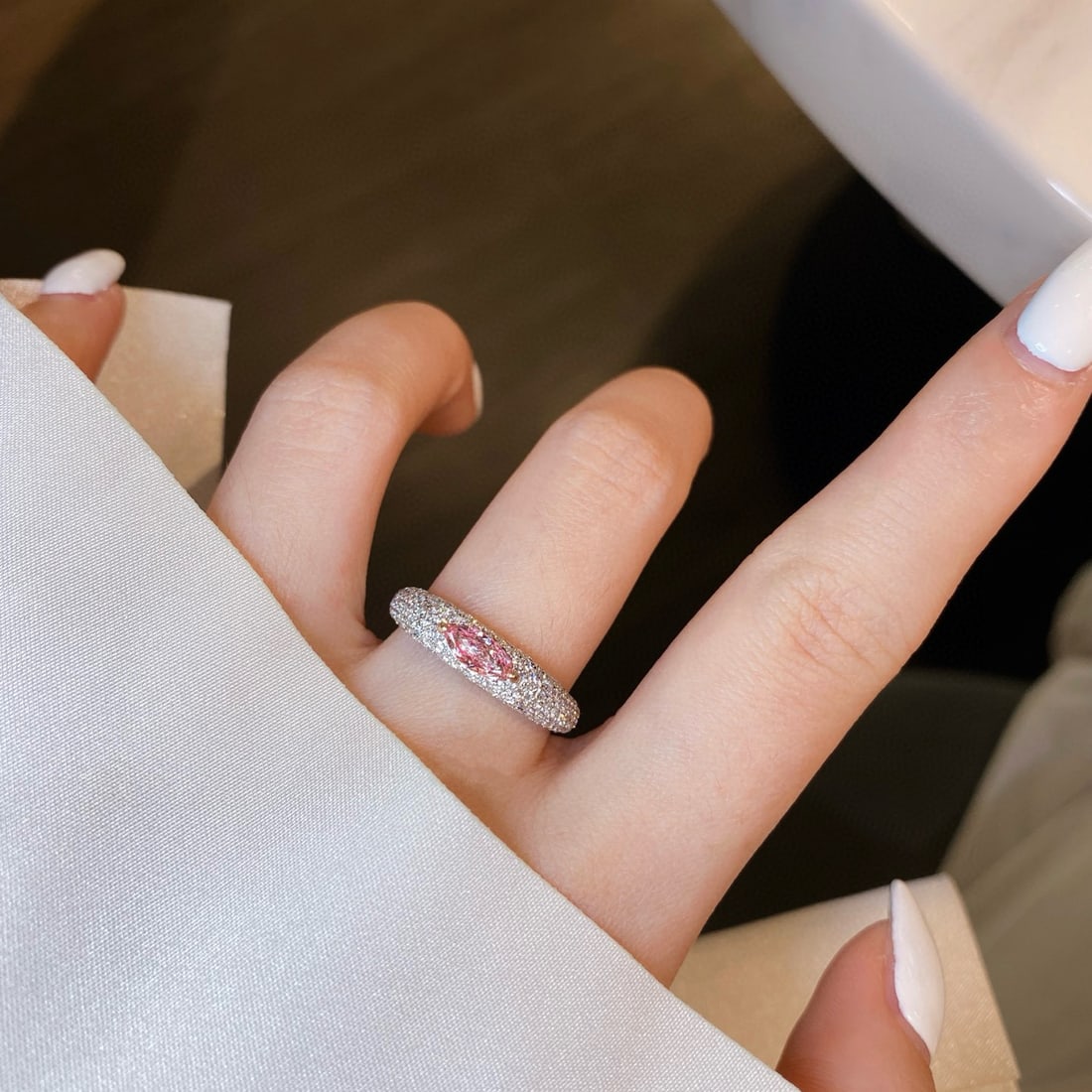 14k Gold 1.17 Ctw Natural Pink Diamond & Diamond Ring - 4