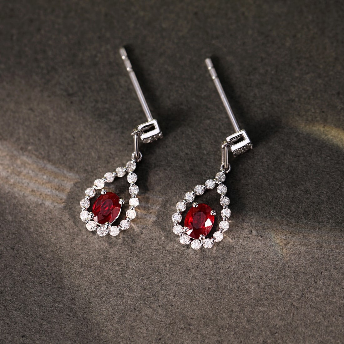 14k Gold 1.07 Ctw Natural Ruby & Diamond Earrings - 2