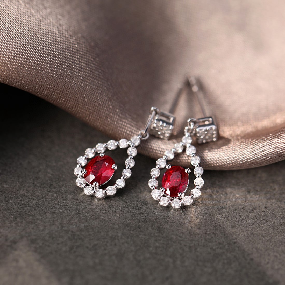 14k Gold 1.07 Ctw Natural Ruby & Diamond Earrings - 3