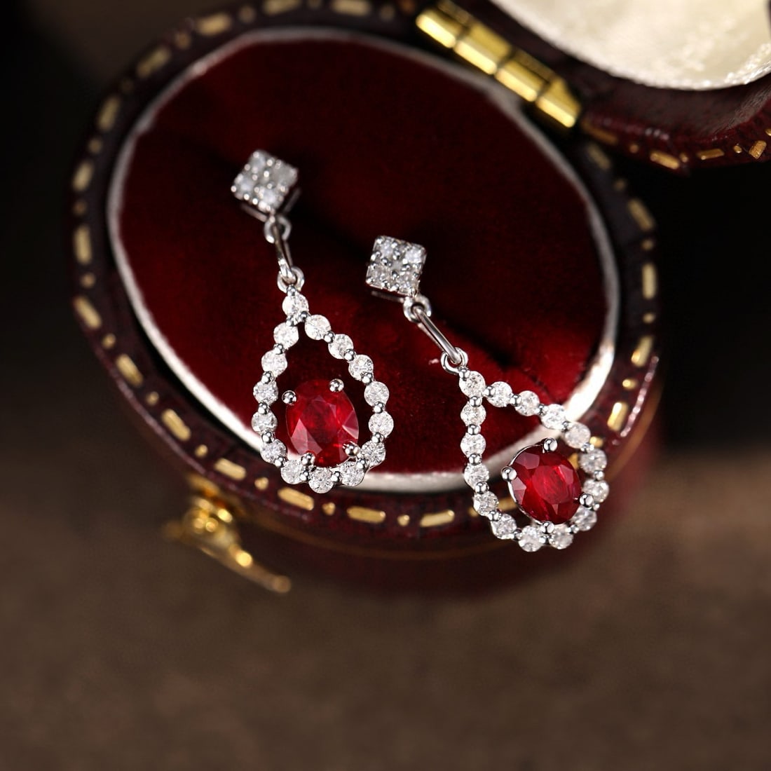 14k Gold 1.07 Ctw Natural Ruby & Diamond Earrings - 5