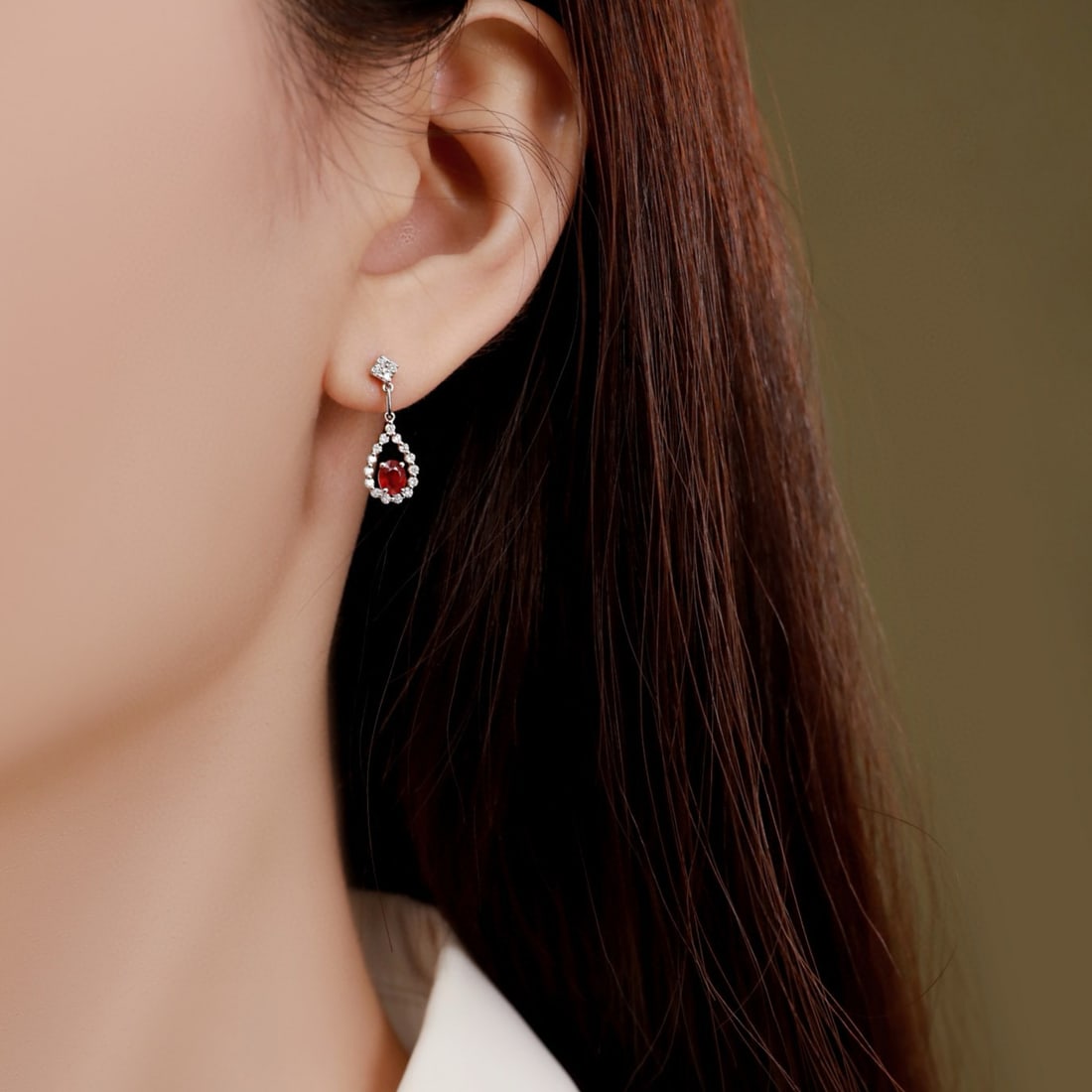 14k Gold 1.07 Ctw Natural Ruby & Diamond Earrings - 6