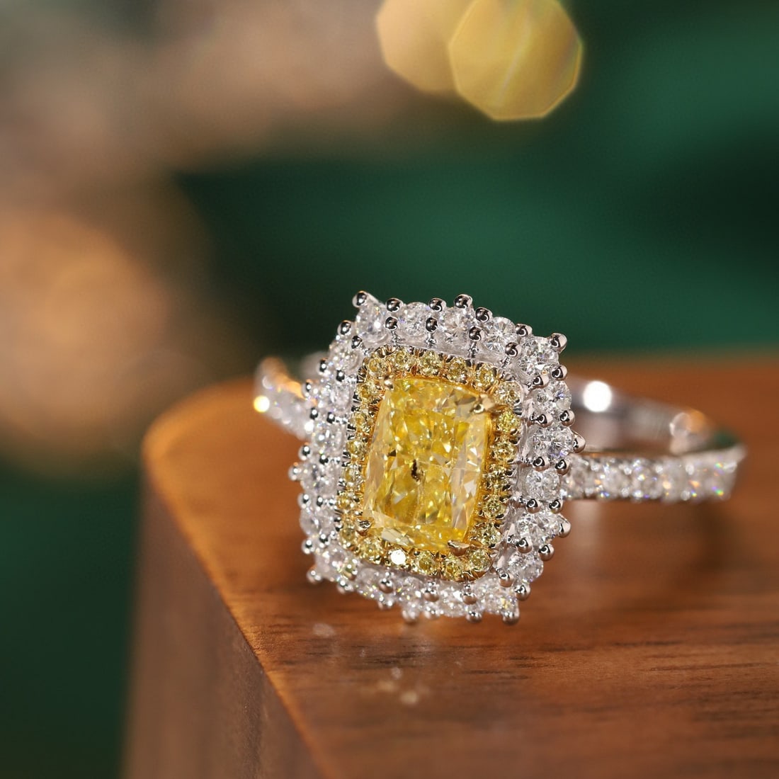 14k Gold 1.65 Ctw Natural Yellow Diamond & Diamond Ring - 2