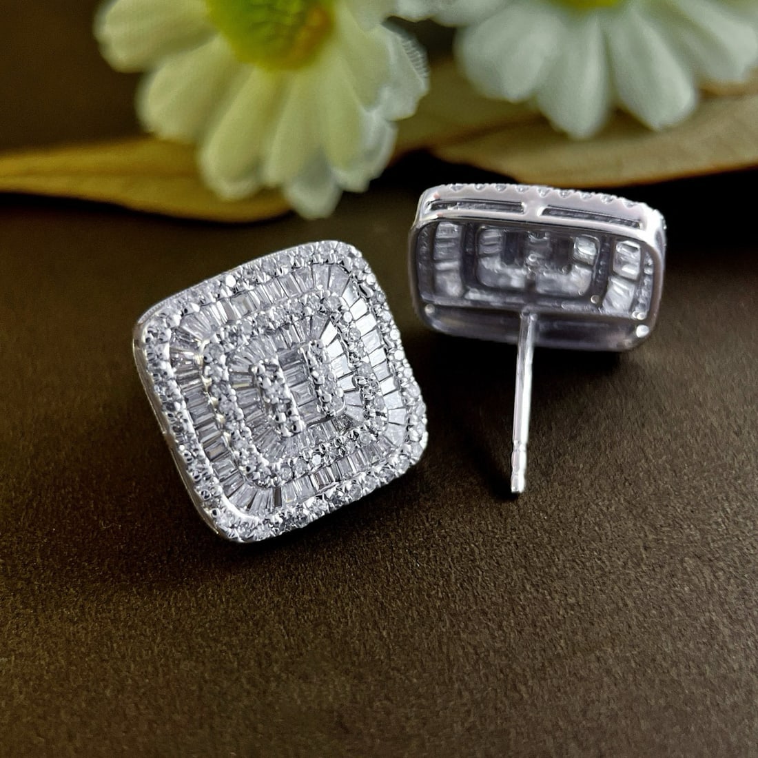 14k Gold 1.2 Ct Natural H Diamond Earrings - 3