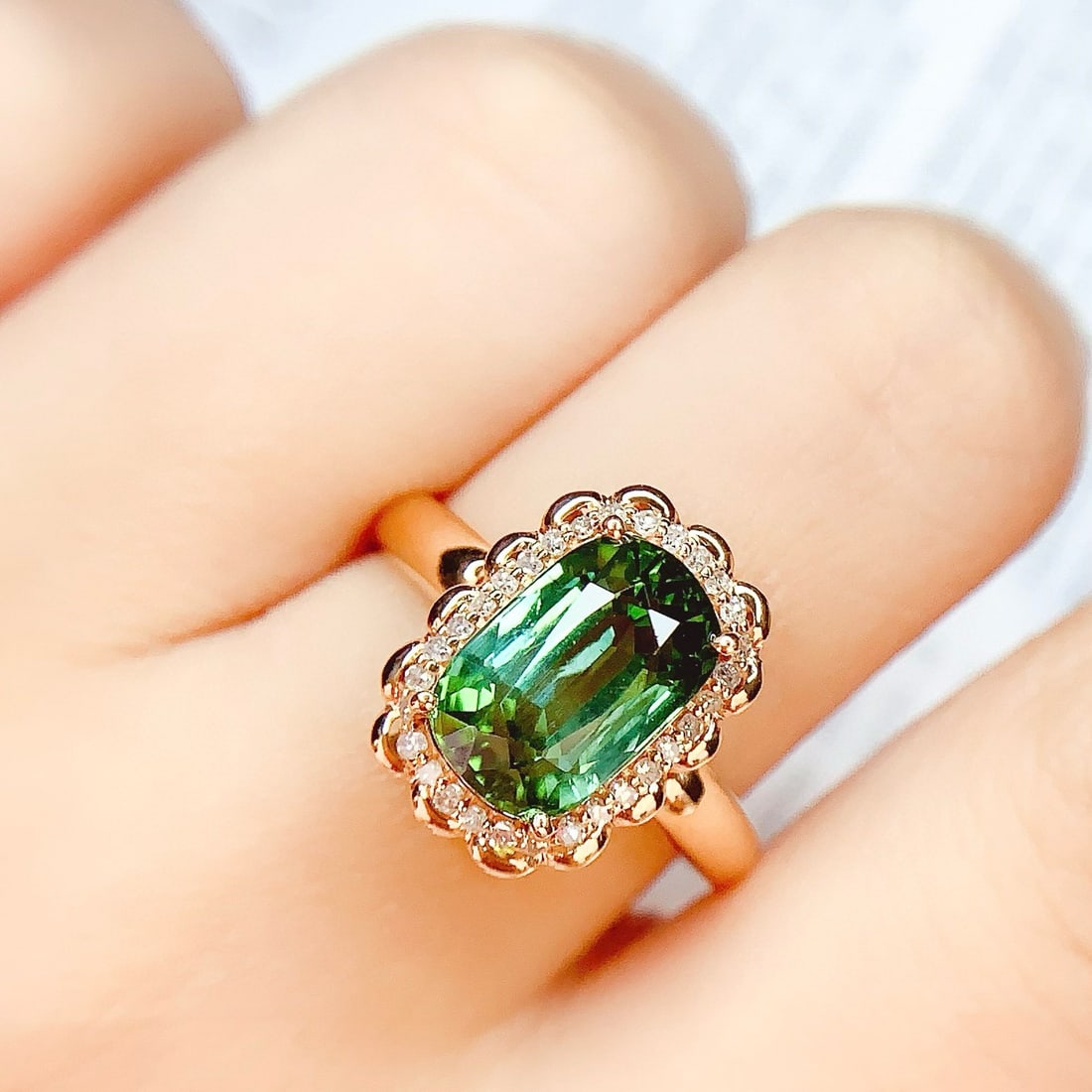 14k Gold 4.58 Ct Natural Tourmaline & Diamond Ring - 2