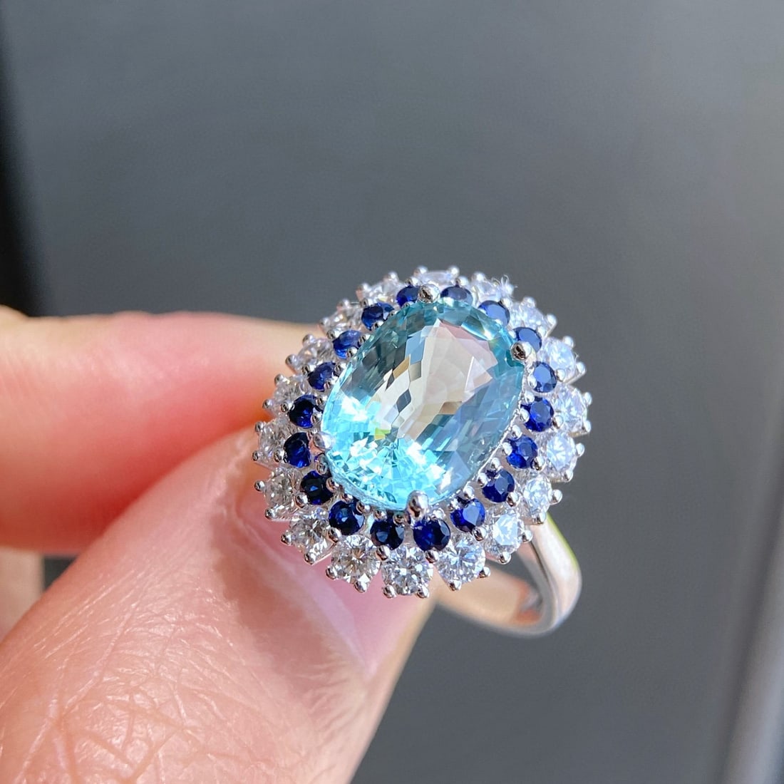 14k Gold 3.34 Ctw Natural Aquamarine & Diamond Ring - 3