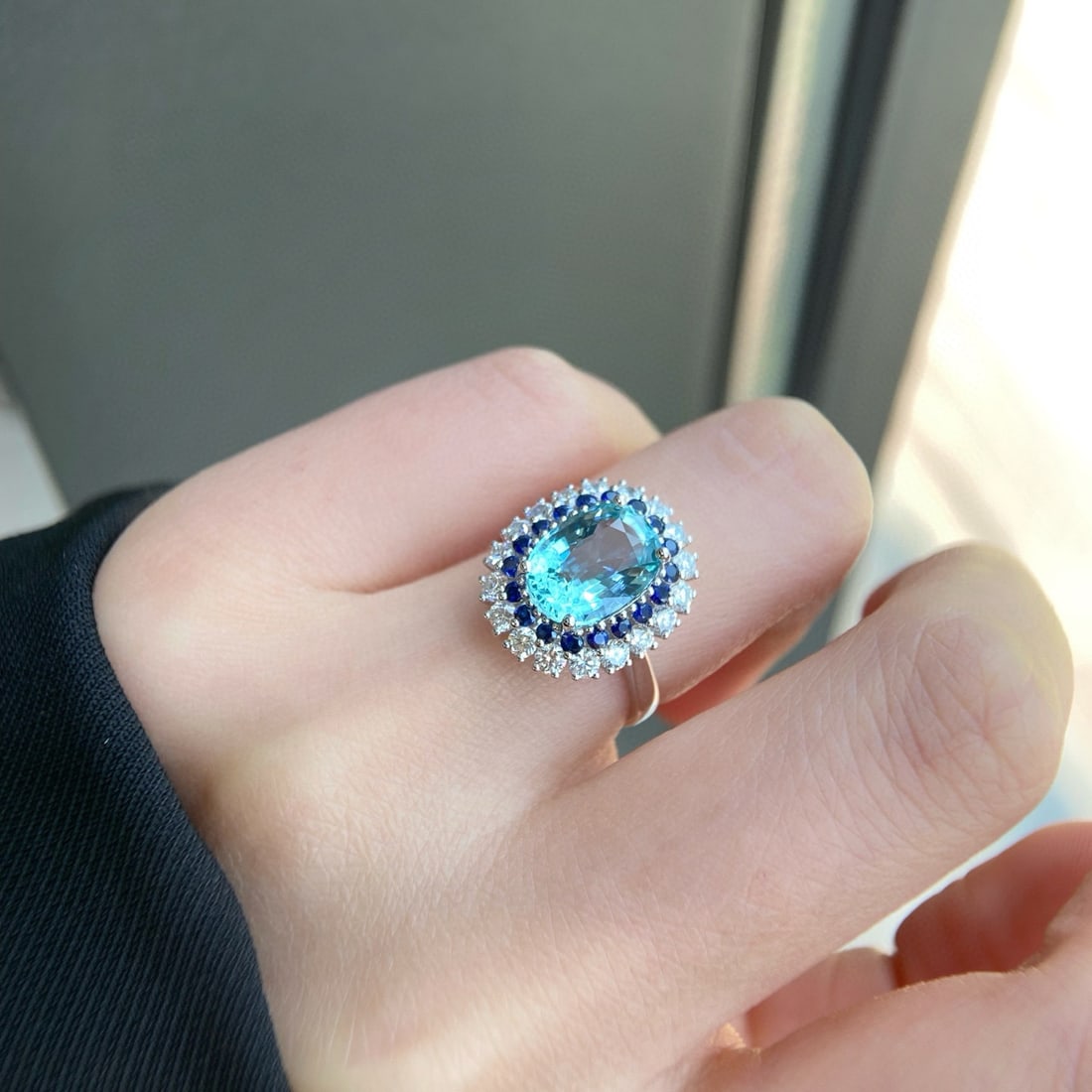 14k Gold 3.34 Ctw Natural Aquamarine & Diamond Ring - 4