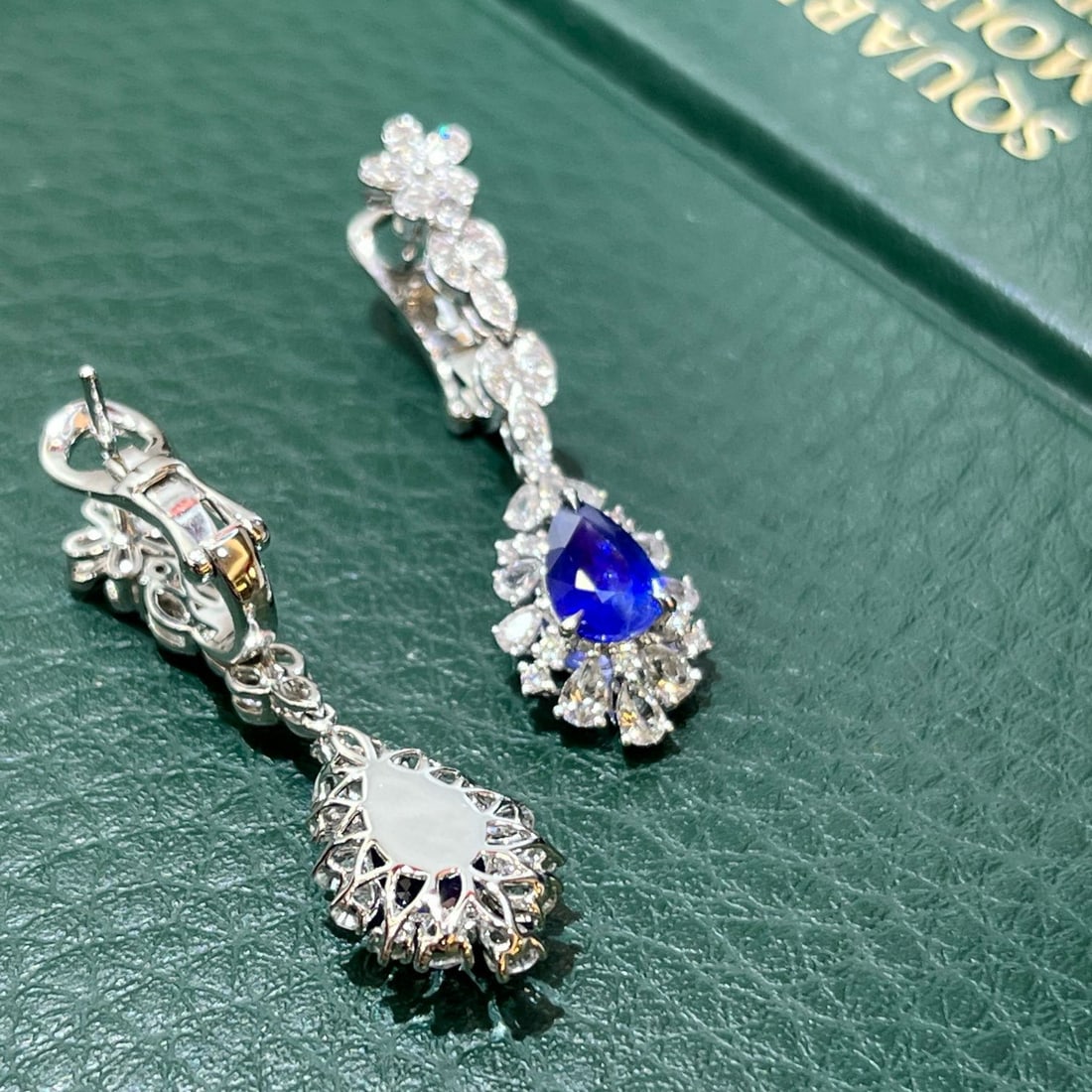 14k Gold 2.87 Ctw Vivid Blue Natural Sapphire & Sapphire Earrings - 7