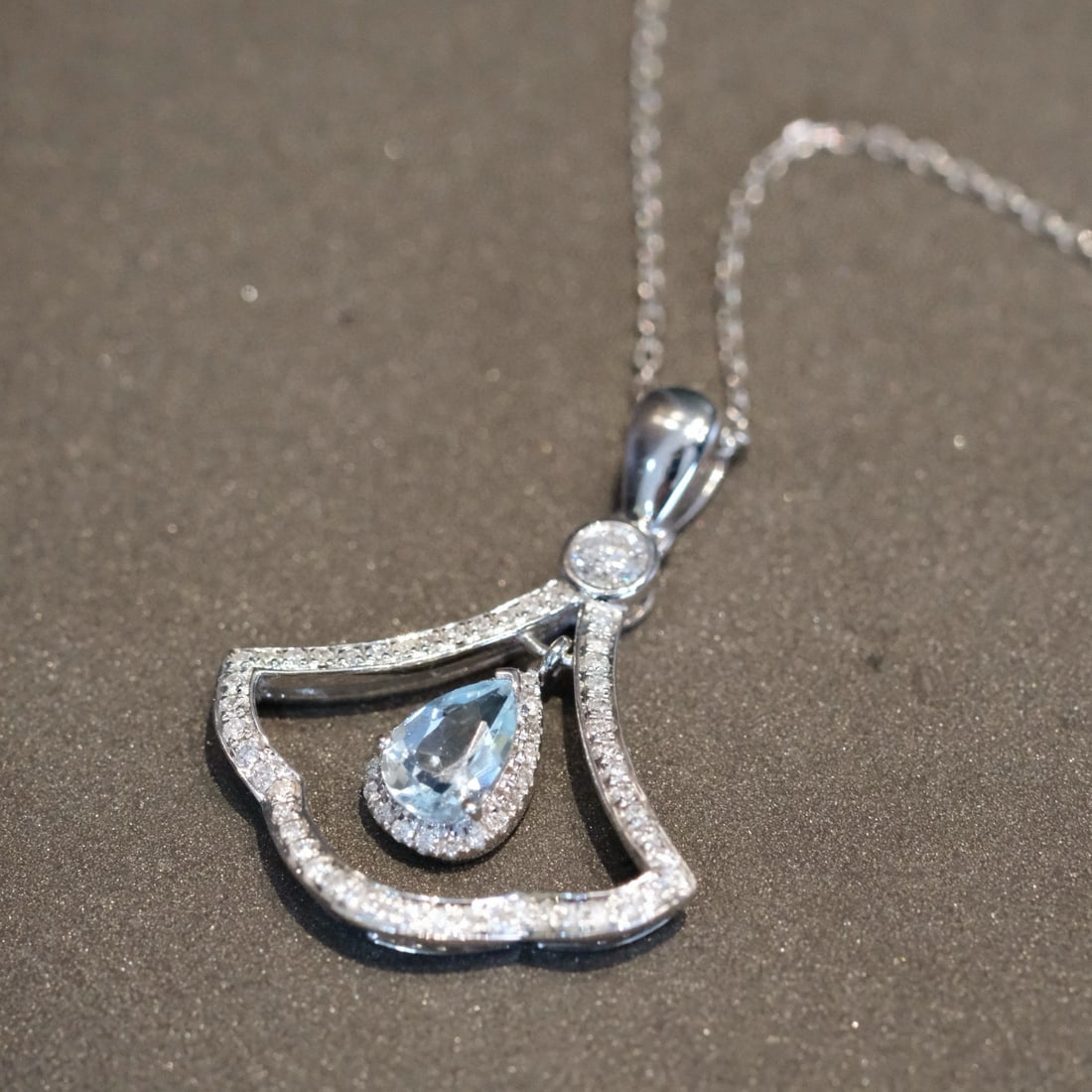 14k Gold 0.67 Ctw Natural Aquamarine & Diamond Pendant( Without Chain ) - 6