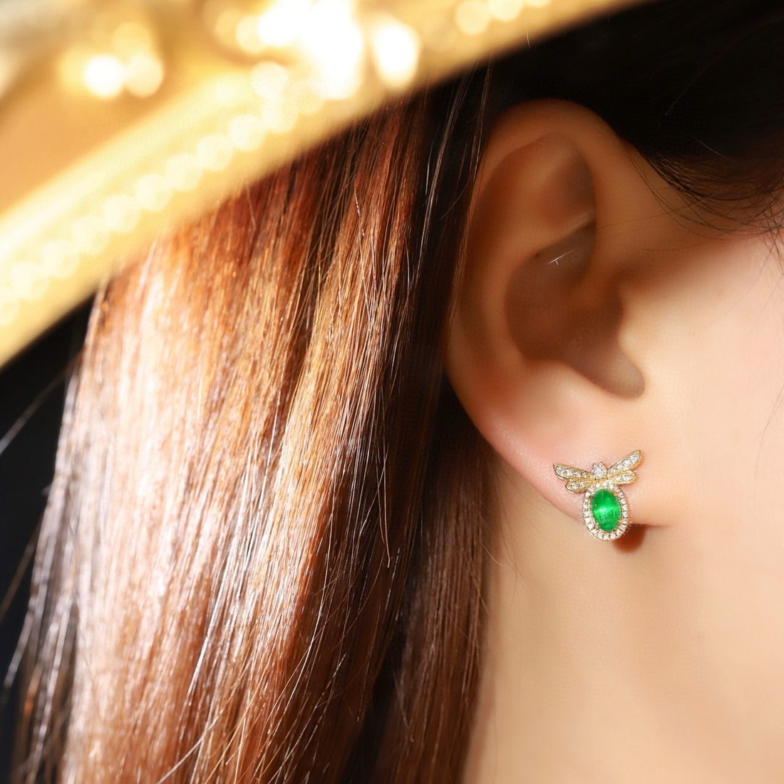 14k Gold 1.19 Ctw Vivid Green Natural Emerald & Diamond Earrings - 5