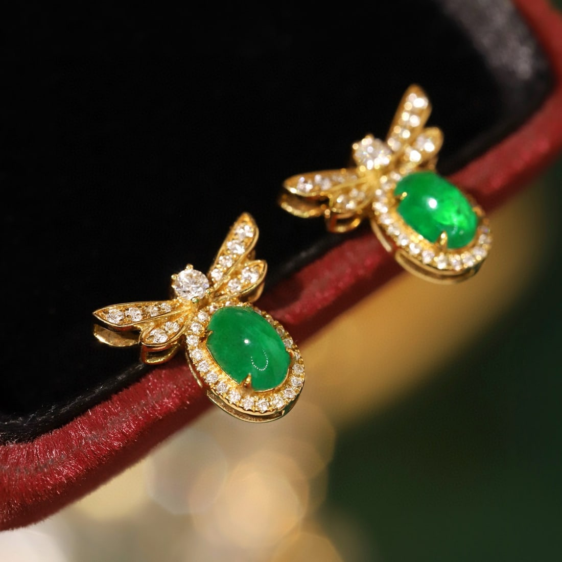 14k Gold 1.19 Ctw Vivid Green Natural Emerald & Diamond Earrings - 6