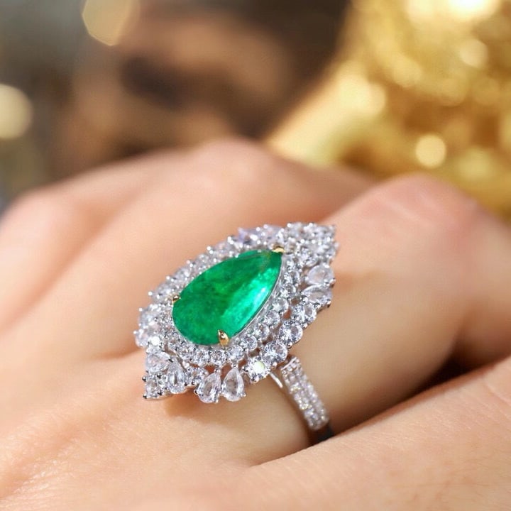 14k Gold 4.34 Ctw Vivid Green Natural Emerald & Sapphire Ring/pendant( Without Chain ) - 6