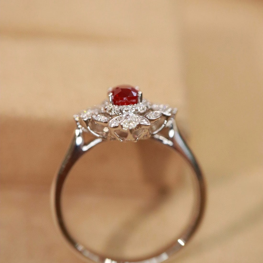 14k Gold 0.82 Ctw Natural Ruby & Diamond Ring - 3