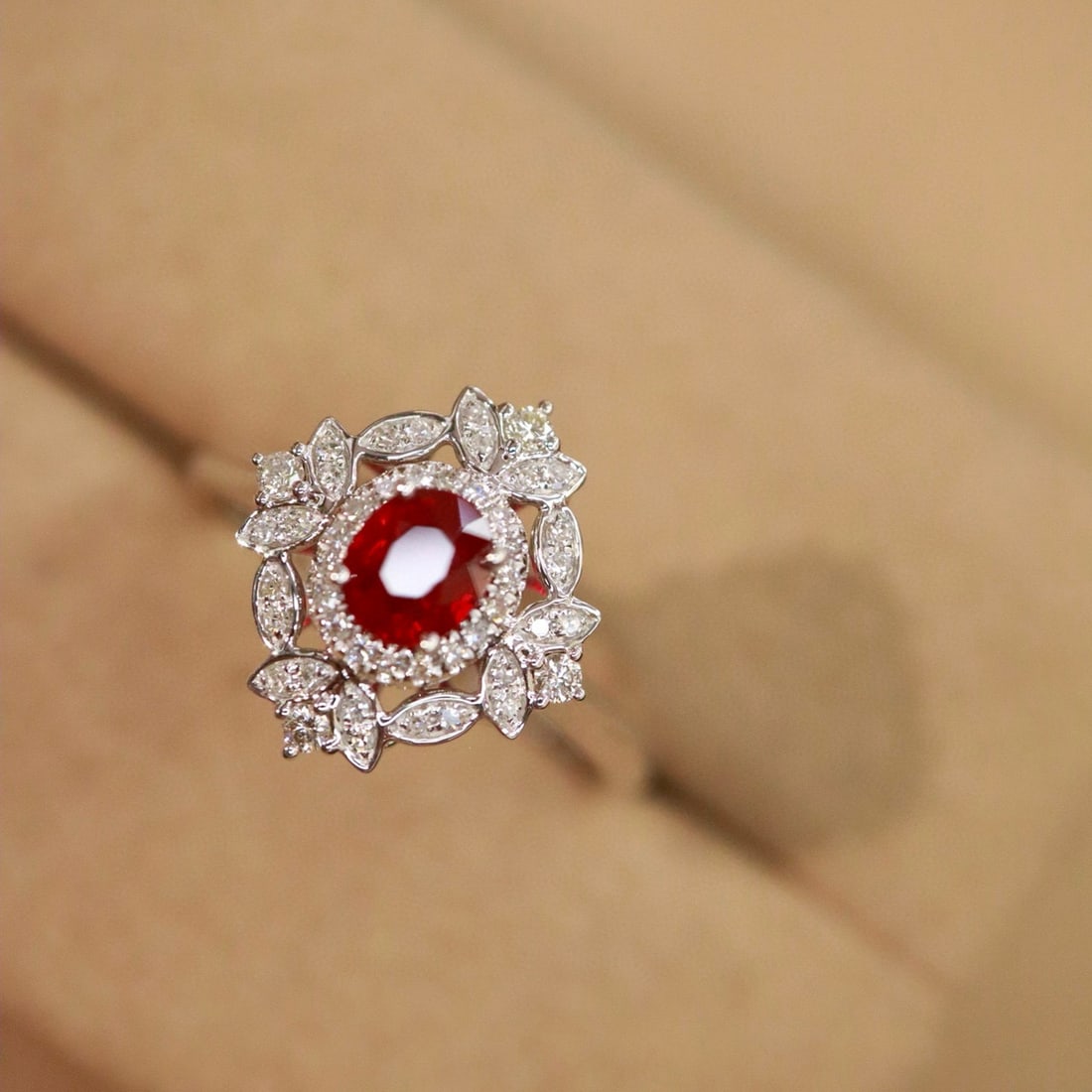 14k Gold 0.82 Ctw Natural Ruby & Diamond Ring - 8