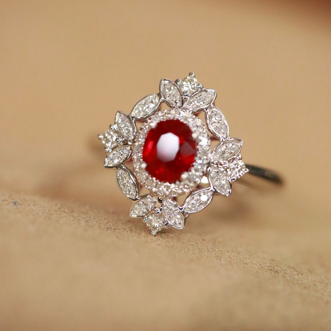 14k Gold 0.82 Ctw Natural Ruby & Diamond Ring - 9