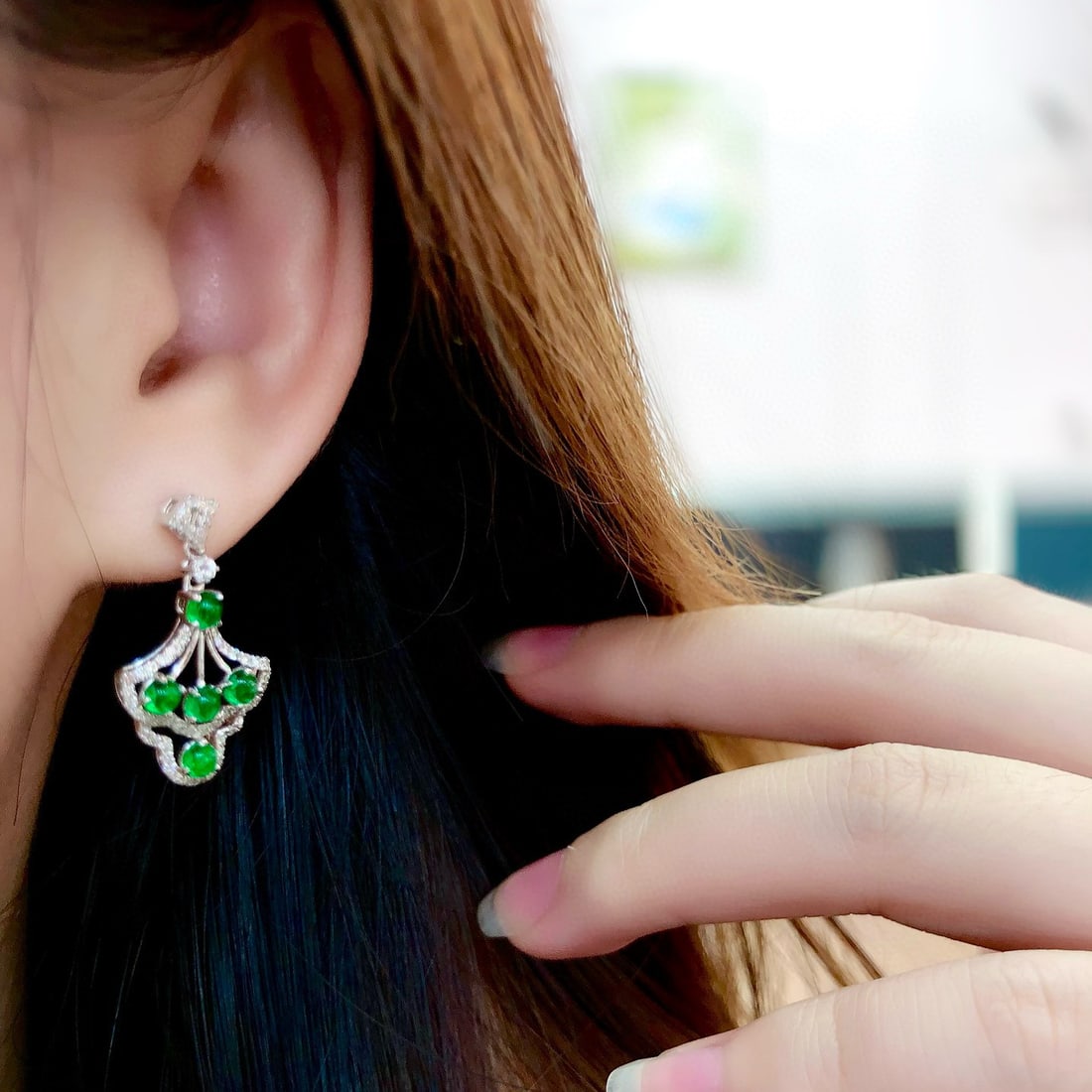 14k Gold 1.43 Ctw Natural Emerald & Diamond Earrings - 6