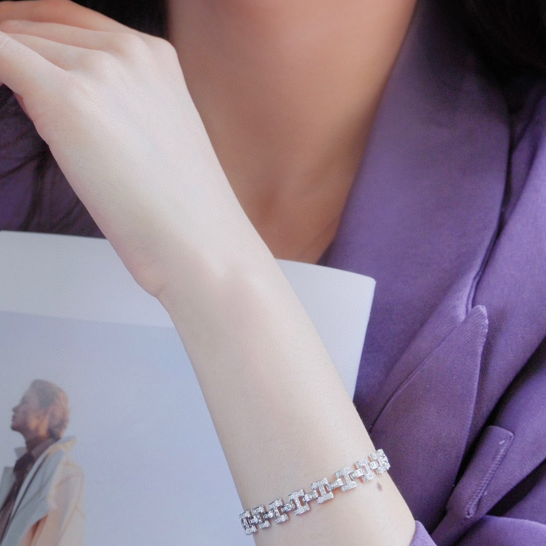 14k Gold 3.5 Ct Natural H Diamond Bracelet - 5