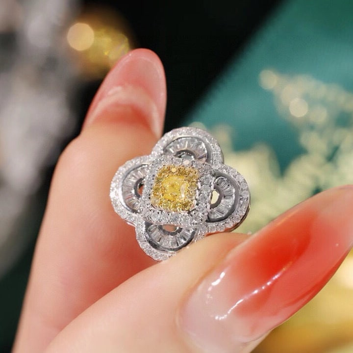 14k Gold 1.10 Ctw Natural Yellow Diamond & Diamond Earrings - 6