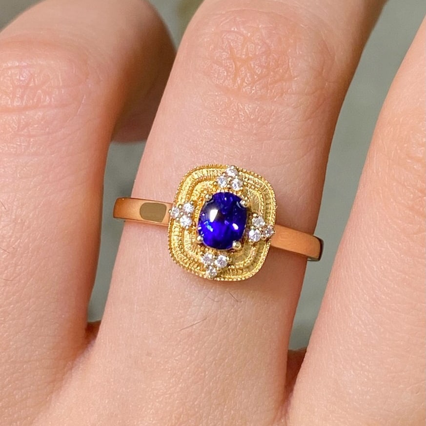 14k Gold 0.69 Ctw Natural Sapphire & Diamond Ring - 2