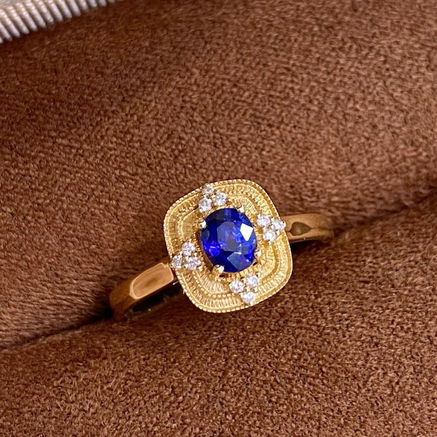 14k Gold 0.69 Ctw Natural Sapphire & Diamond Ring - 5