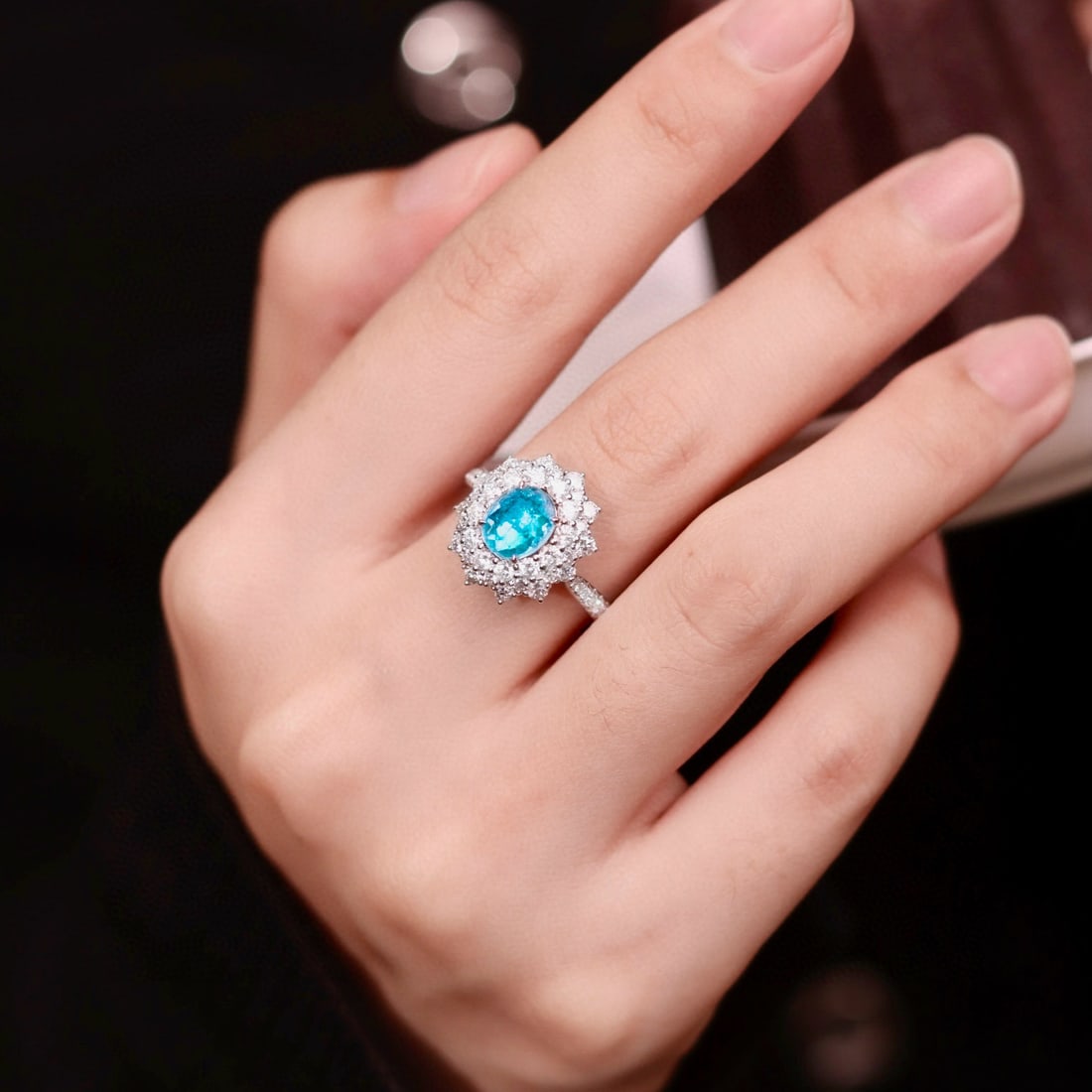 14k Gold 2.07 Ctw Natural Paraiba Tourmaline & Diamond Ring - 5