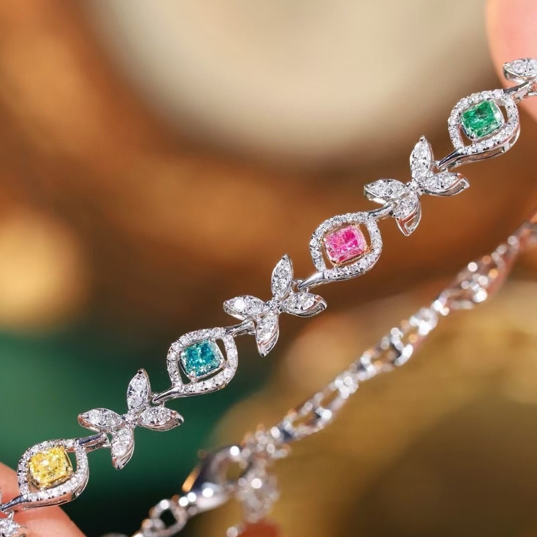 14k Gold 1.1 Ctw Natural Color Diamond & Diamond Bracelet - 5