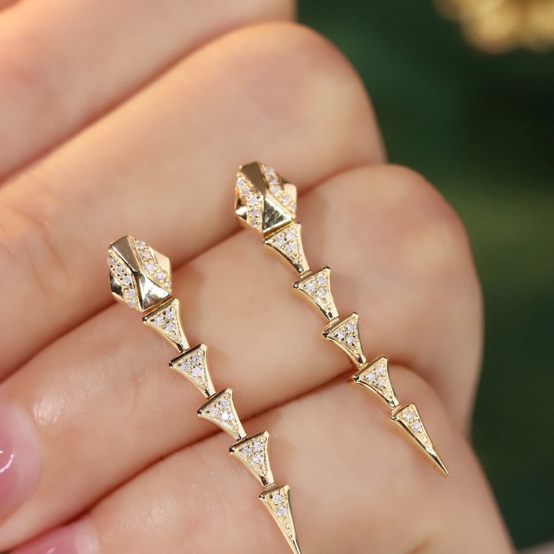 14k Gold 0.16 Ct Natural H Diamond Earrings - 5