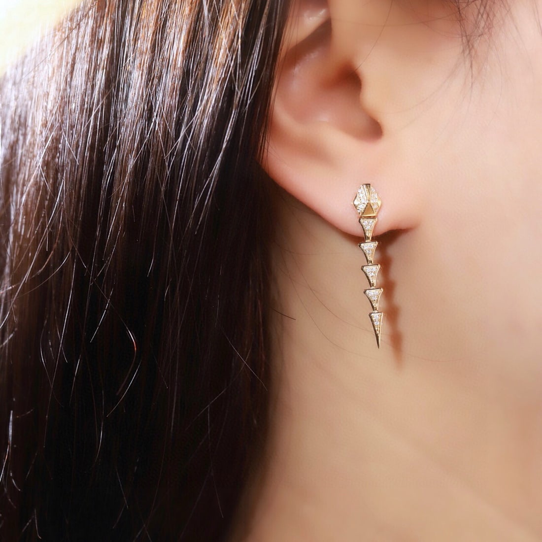 14k Gold 0.16 Ct Natural H Diamond Earrings - 7