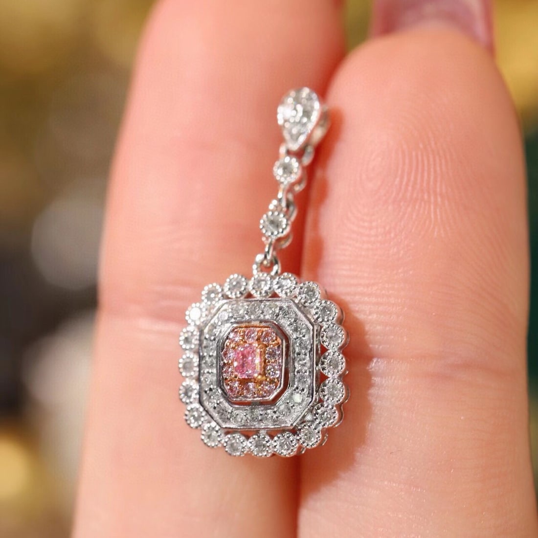 14k Gold 0.76 Ctw Natural Pink Diamond & Diamond Earrings - 7