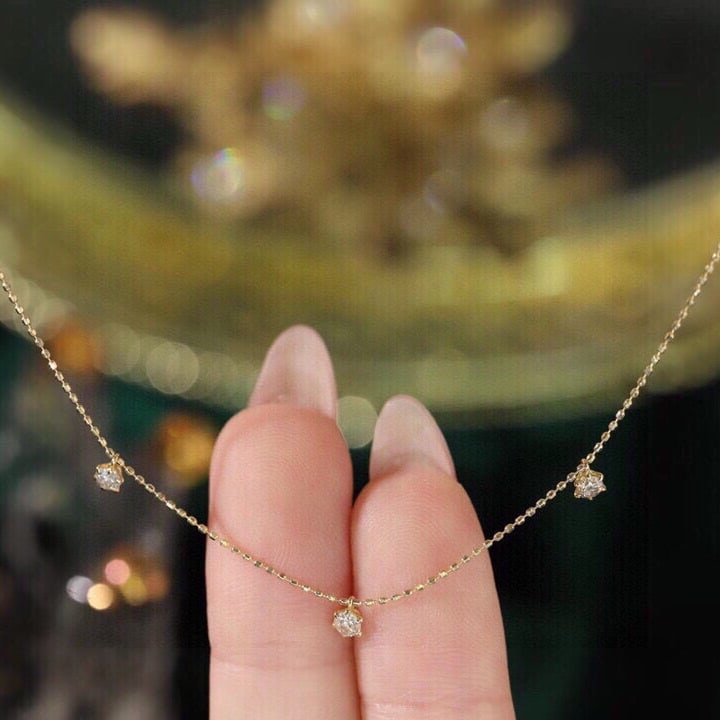 14k Gold 0.6 Ct Natural H Diamond Necklace - 5