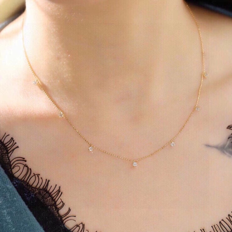 14k Gold 0.6 Ct Natural H Diamond Necklace - 7