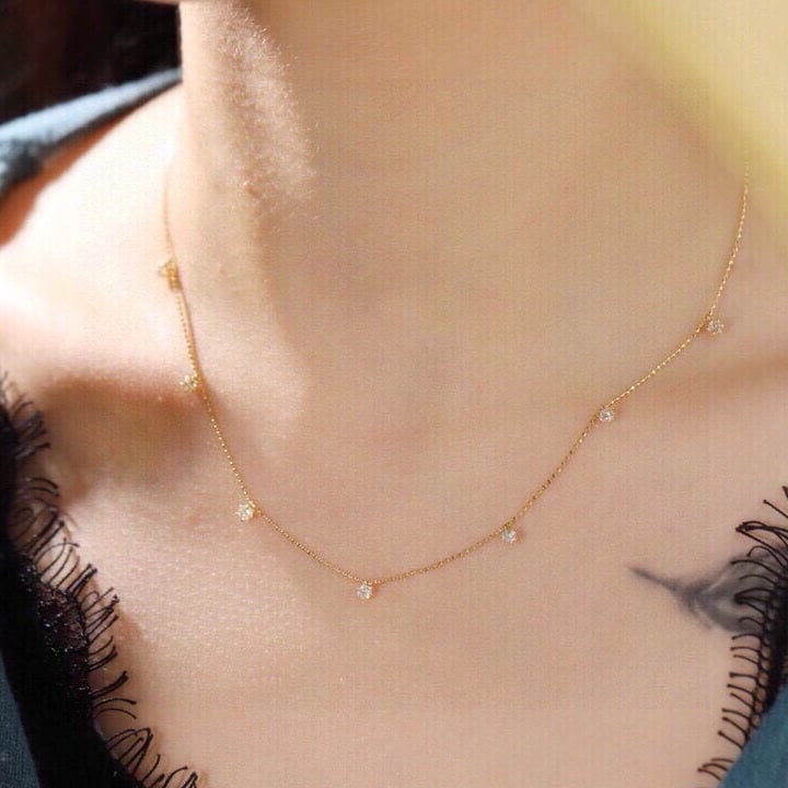 14k Gold 0.6 Ct Natural H Diamond Necklace - 8