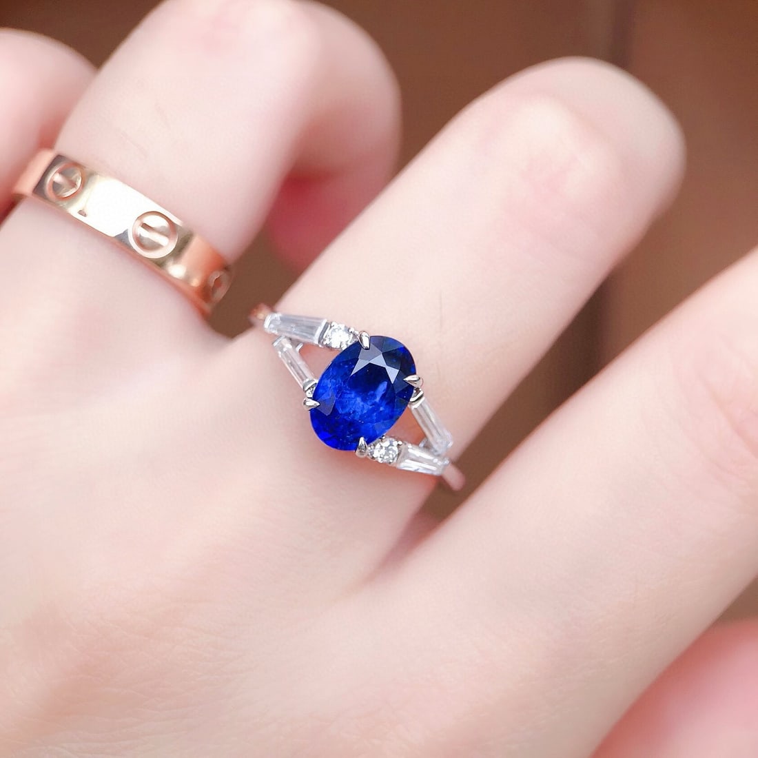 14k Gold 2.17 Ctw Natural Sapphire & Diamond Ring - 4