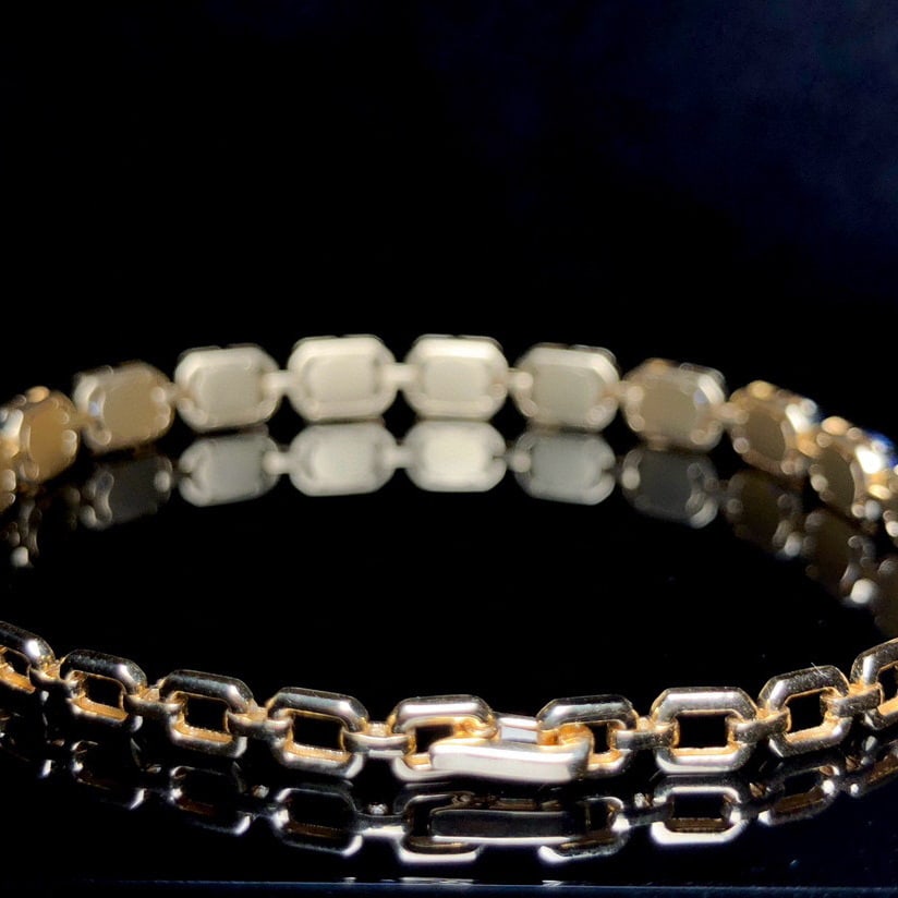14k Gold 5.71 Ctw Natural Sapphire & Diamond Bracelet - 8