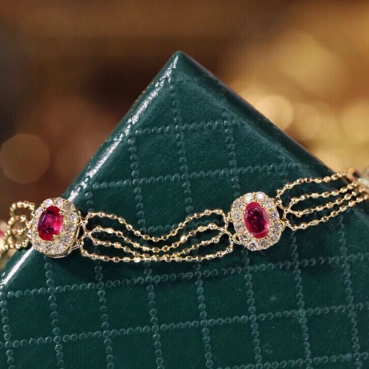 14k Gold 2.15 Ctw Natural Ruby & Diamond Bracelet - 2